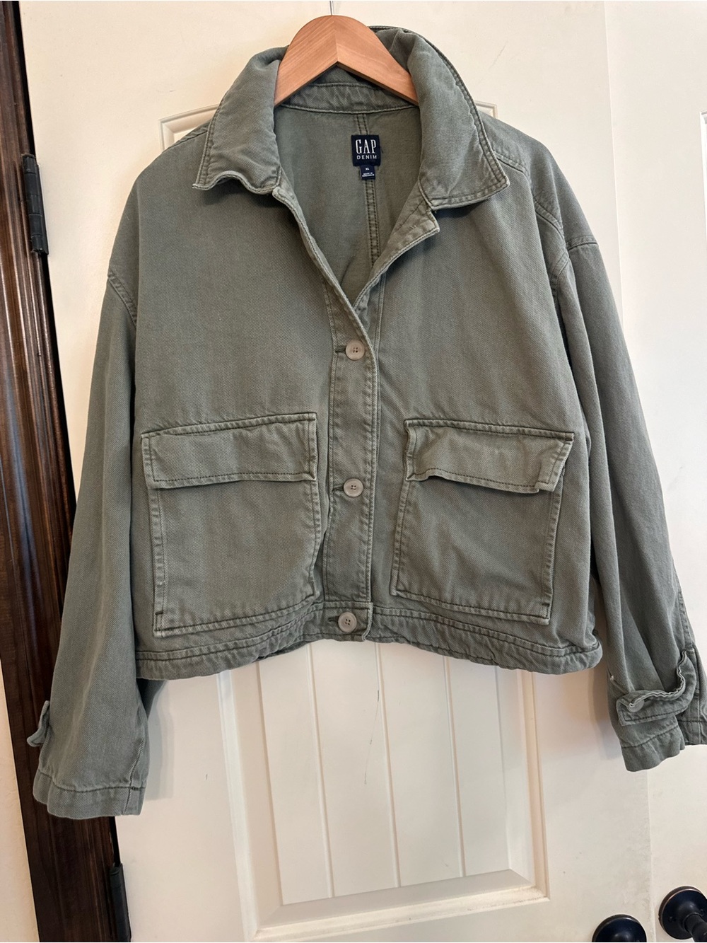 GAP Olive Green Cropped Utility Jacket